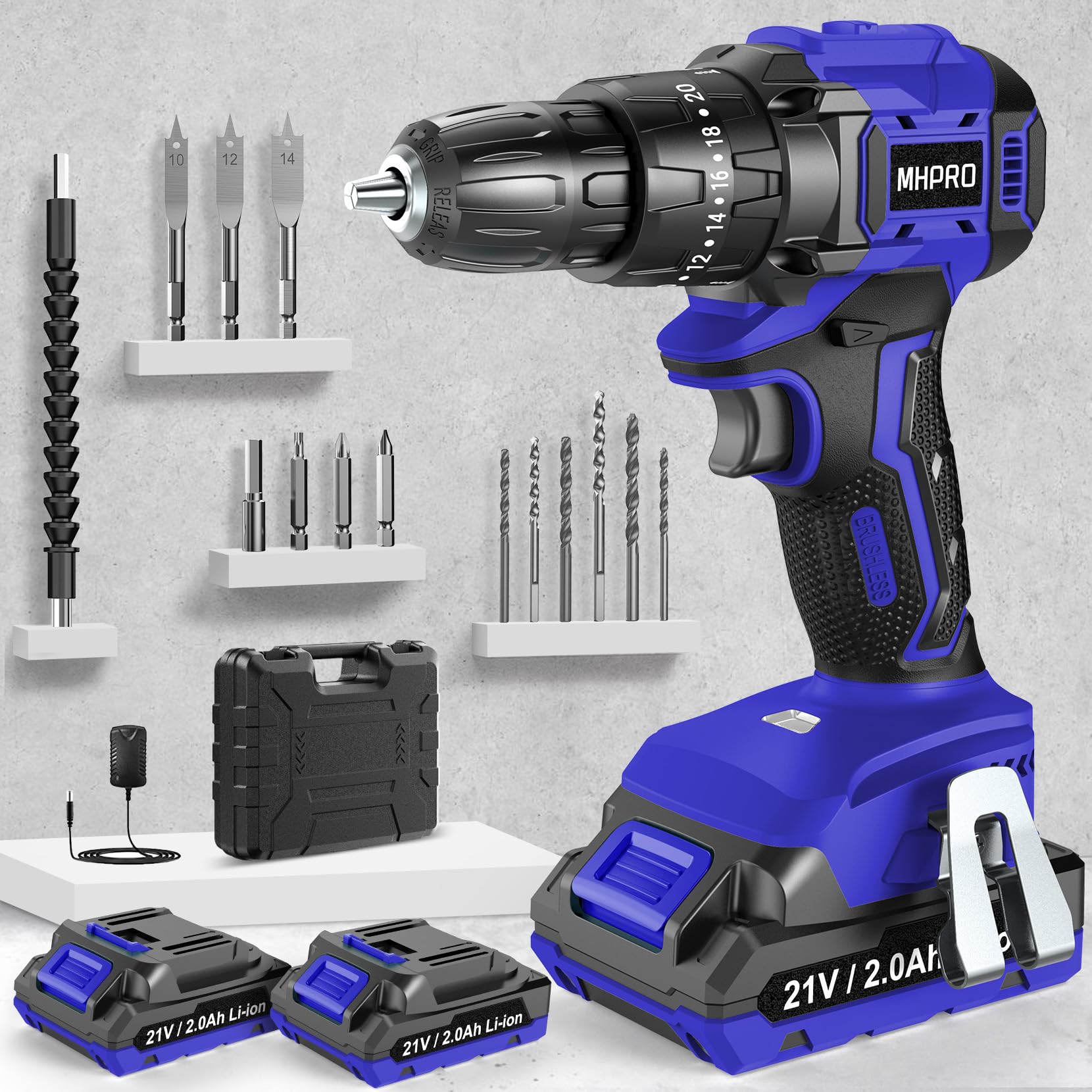 Mhpro Trapano Avvitatore Batteria Brushless 21V