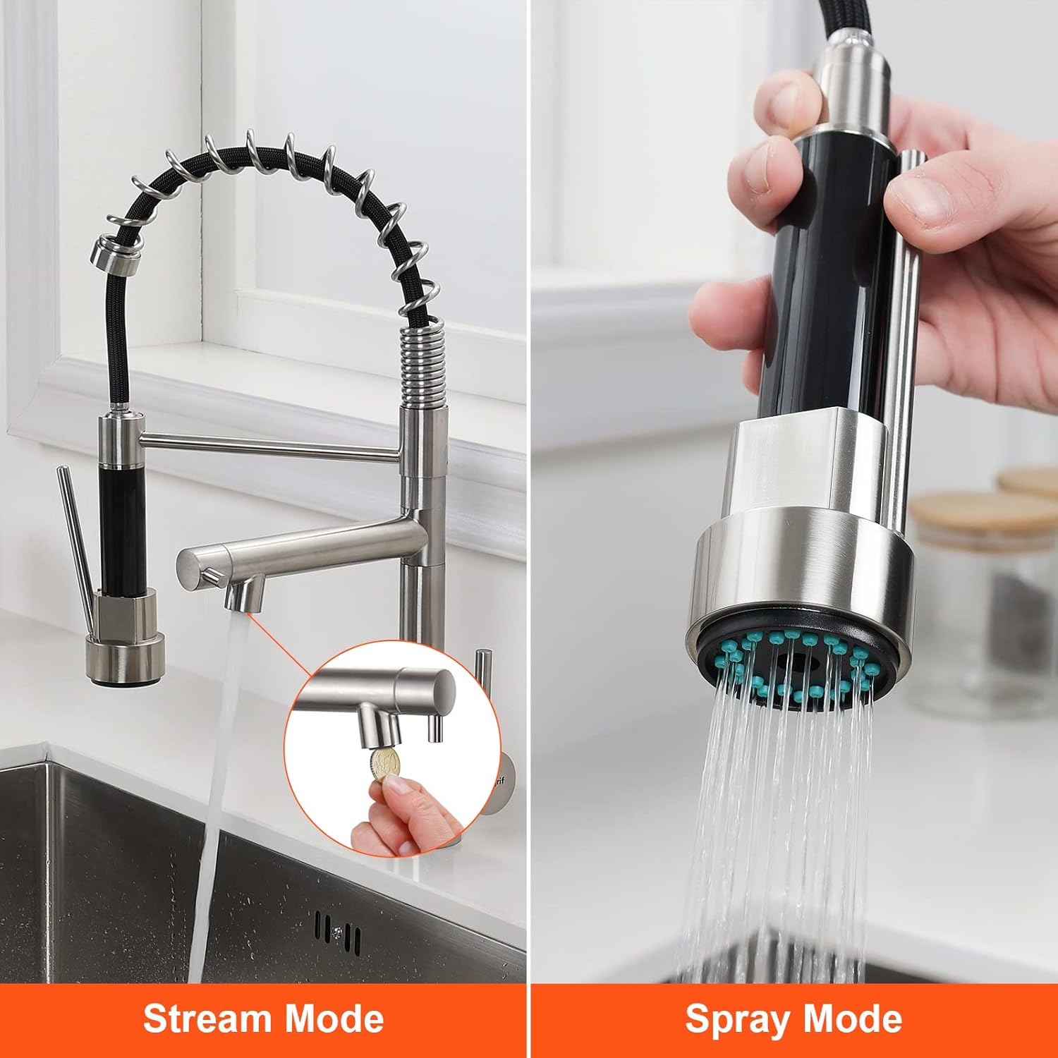 Ibergrif M22144A Rubinetto Cucina Alta Pressione, Nichel - immagine 6