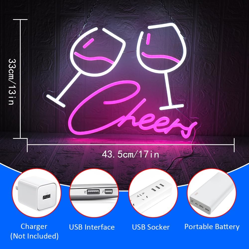 Uexnkj-y Luci al Neon Bar Cheers USB con Interruttore - immagine 3