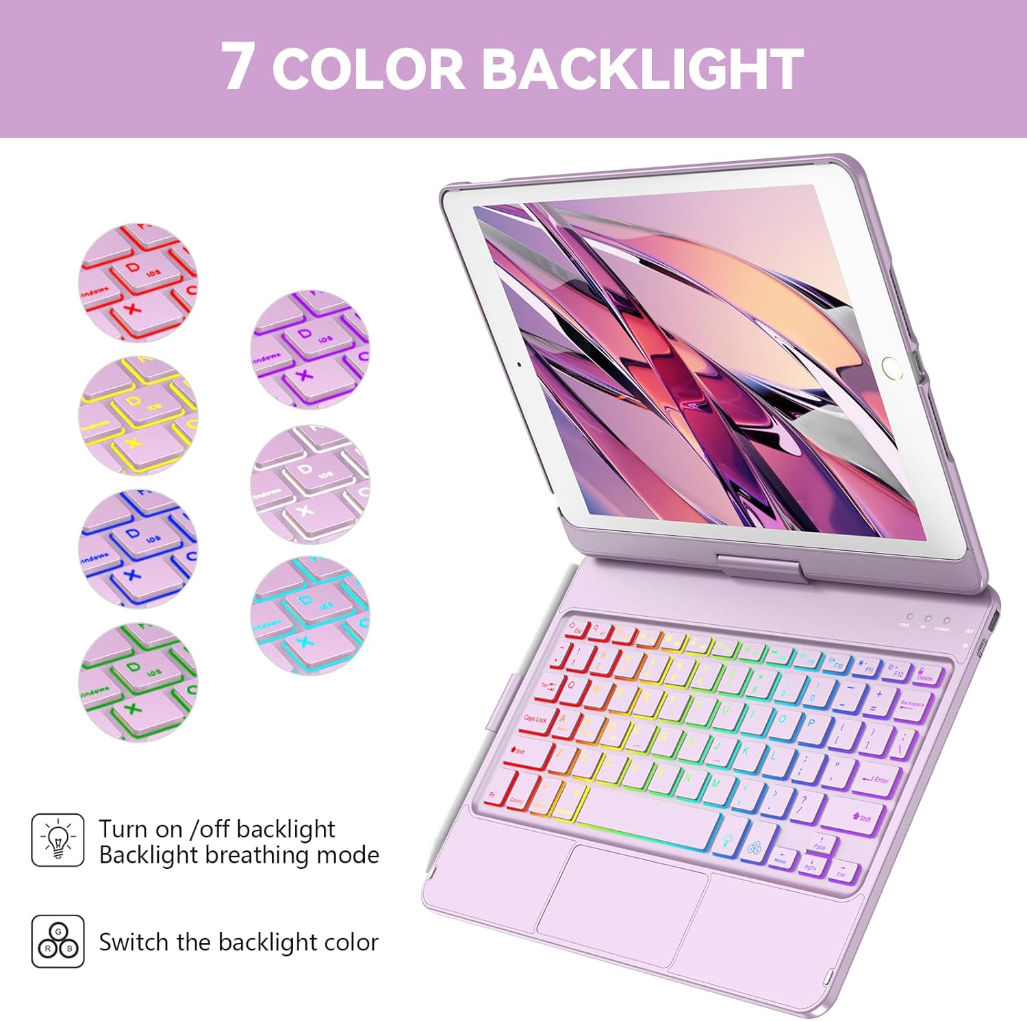 Kbcase Custodia Tastiera Girevole 360° per iPad 10,2" - immagine 4