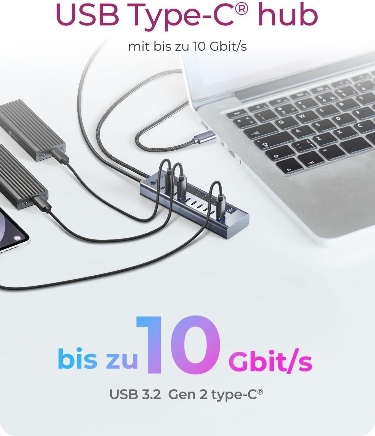 Icy Box Hub USB-C 10 porte, Alluminio - immagine 2