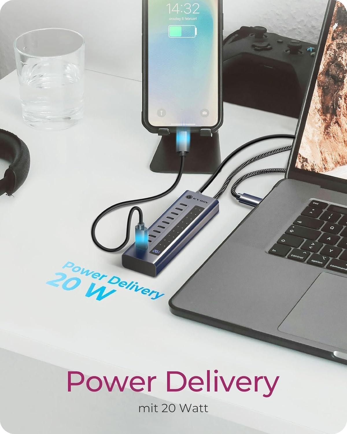 Icy Box Hub USB-C 10 porte, Alluminio - immagine 4