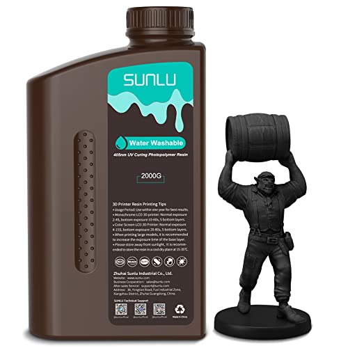 SUNLU Resina Stampante 3D Lavabile Acqua 2kg, Nero