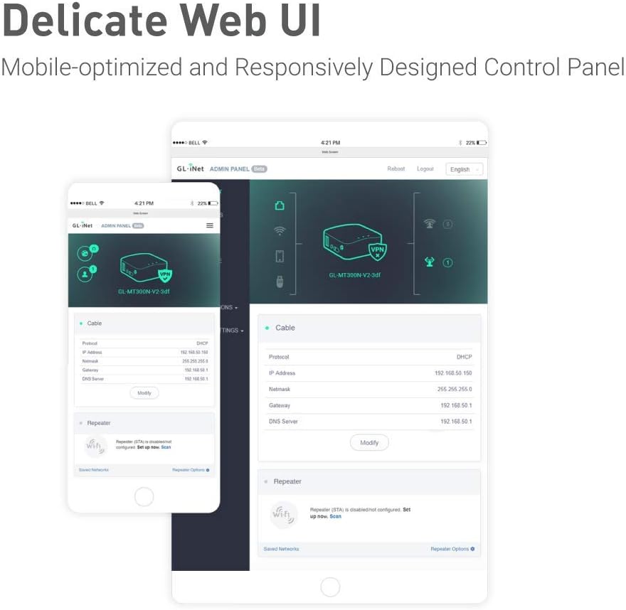 Gl.inet GL-MT300N-V2(Mango) Mini Router WiFi VPN - immagine 6