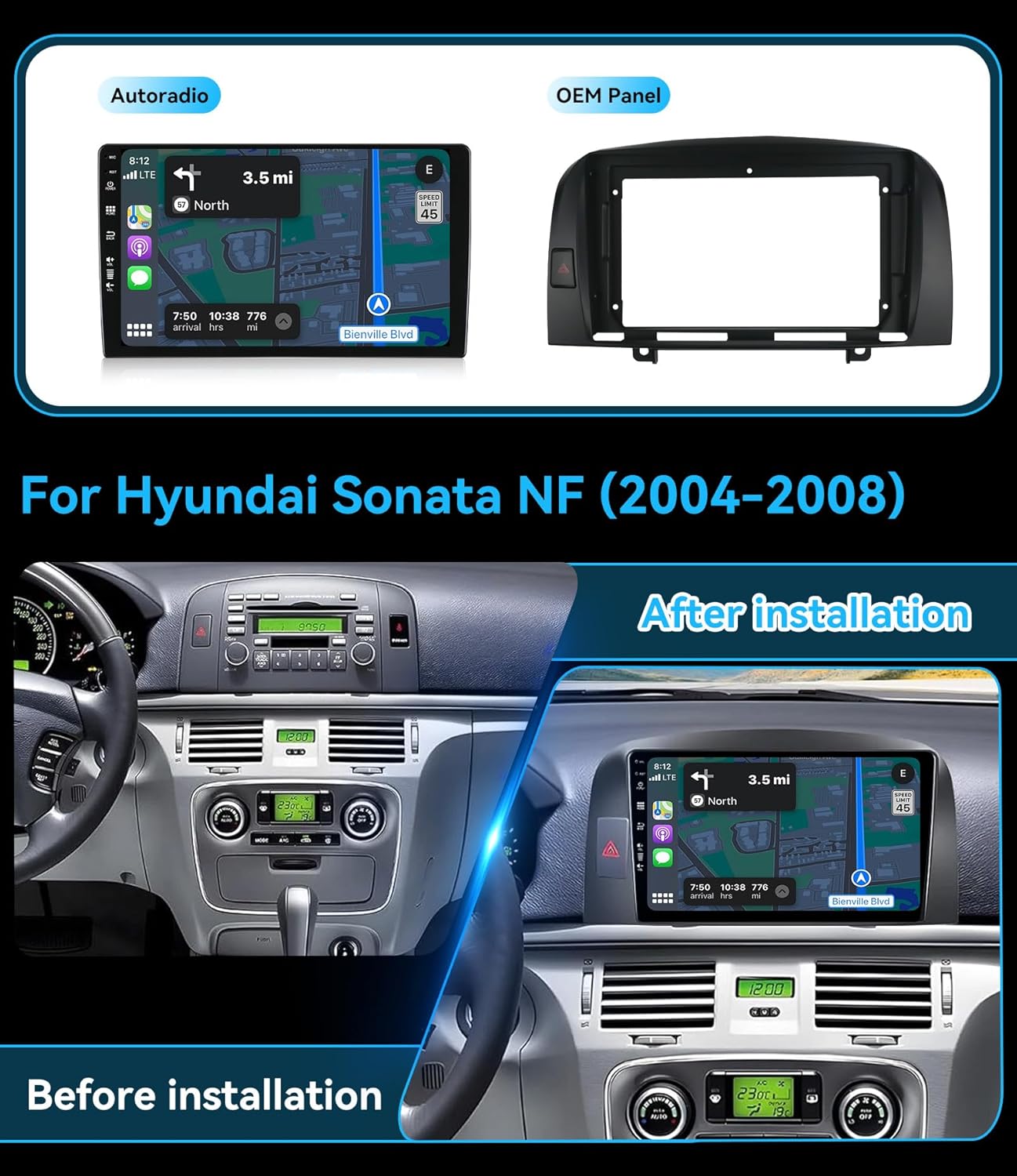 MSD Autoradio 9" per Hyundai Sonata NF (2004-2008) - immagine 3