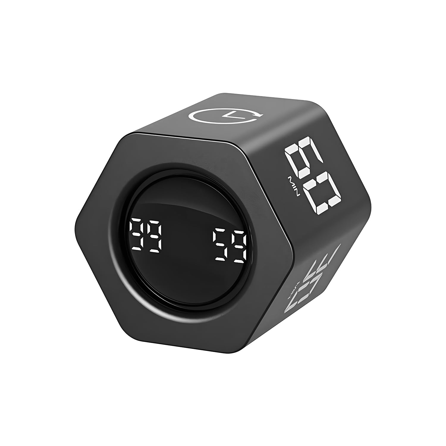 Qumox F6 Timer Pomodoro Esagonale USB-C, Nero