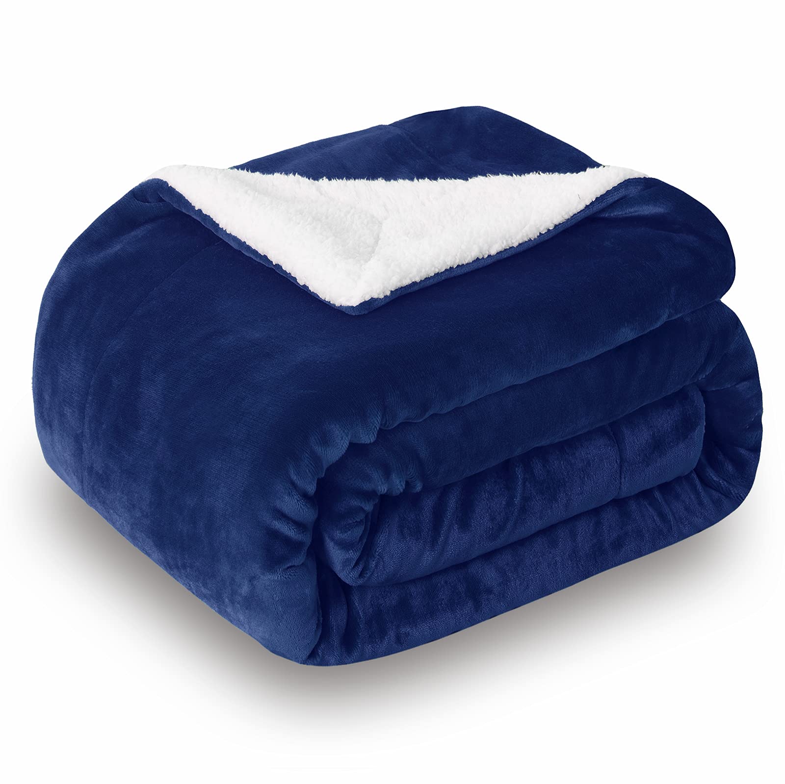 Sochow Coperta Plaid in Pile Sherpa 220x240 cm, Blu Navy