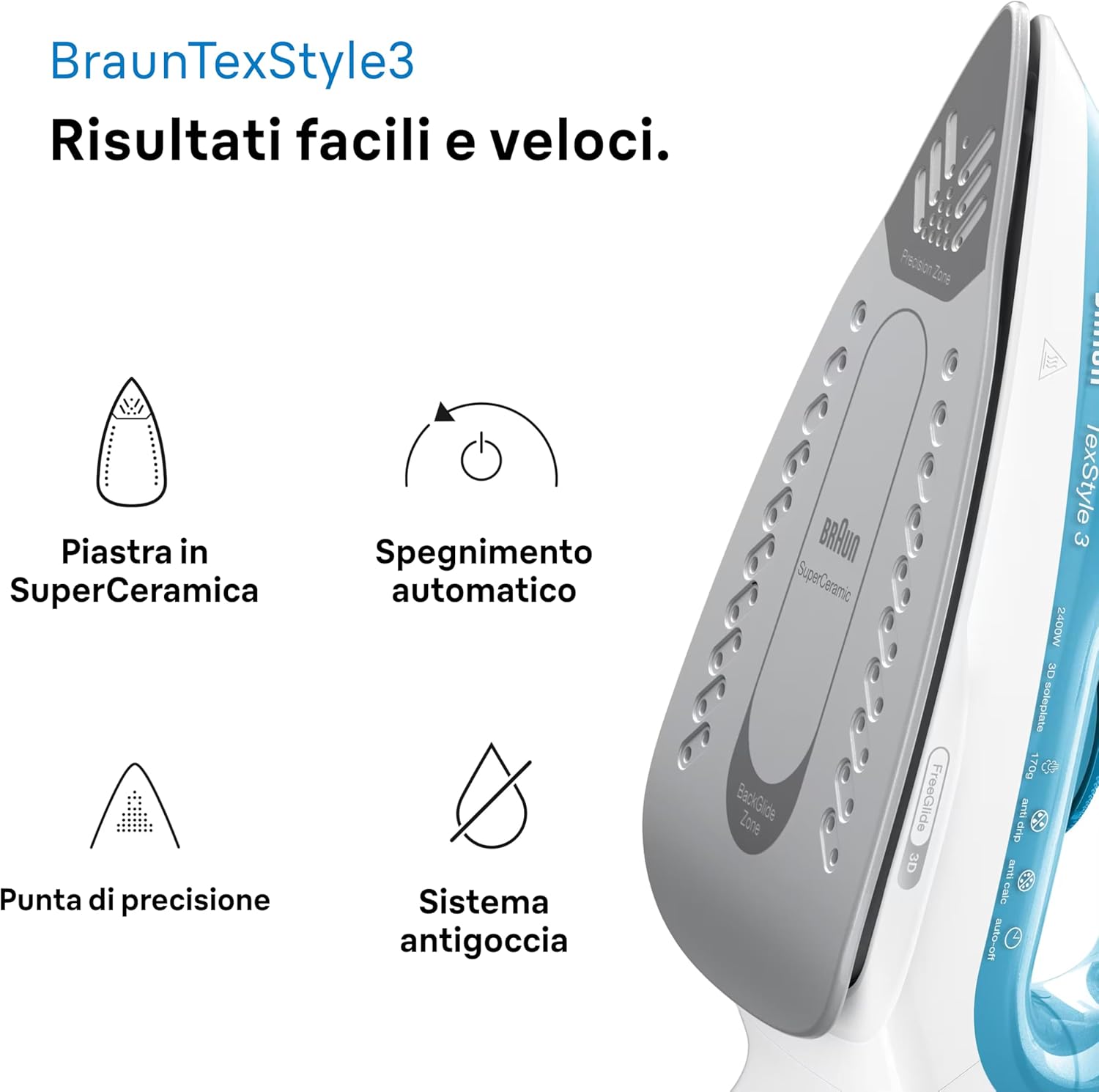 Braun Texstyle 3 SI3053BL - Ferro da Stiro a Vapore 270ml - immagine 2