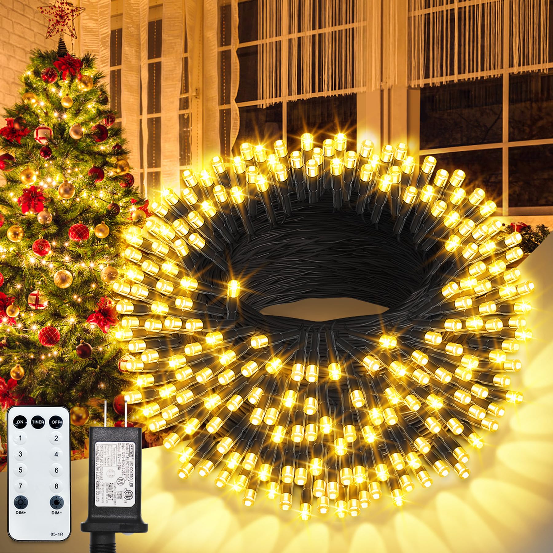 Cgn Luci Natale Esterno 35M 300 LED con Telecomando