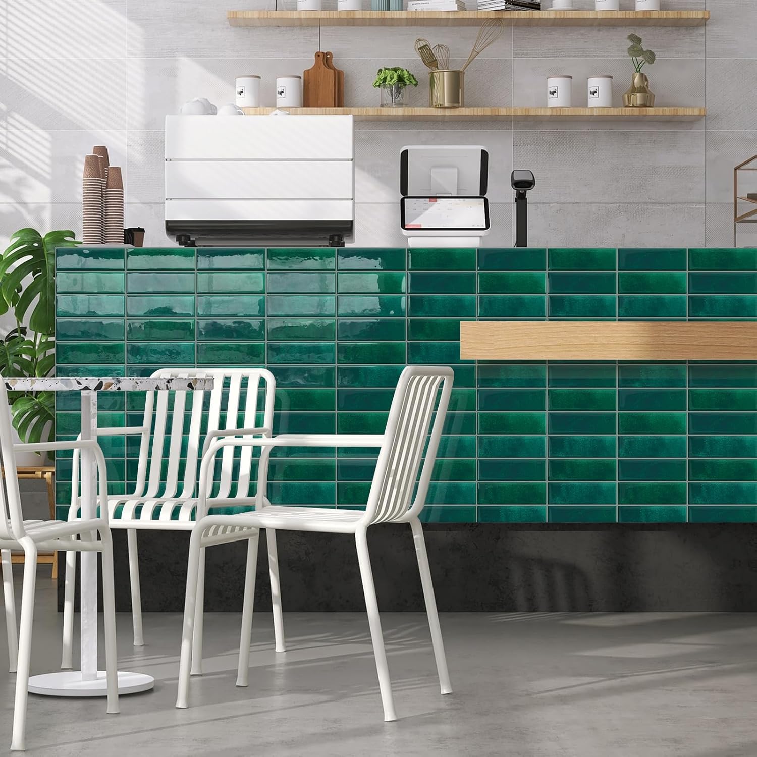 Dewoo Adesivi per Piastrelle Verde Scuro 10 Fogli - immagine 3