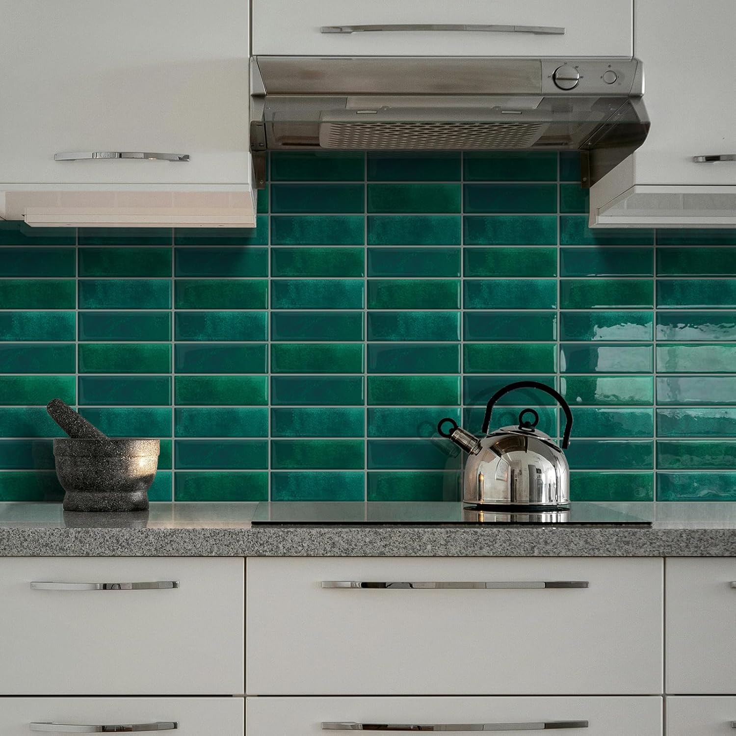 Dewoo Adesivi per Piastrelle Verde Scuro 10 Fogli - immagine 5