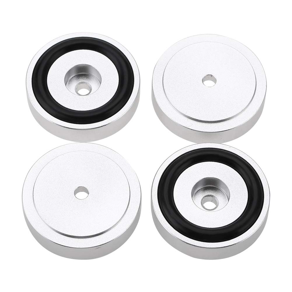 4 piedini per amplificatori, 40 x 10 mm, in lega di alluminio, universali, in rame, per diffusori, per isolamento di sabbia, amplificatori (argento)