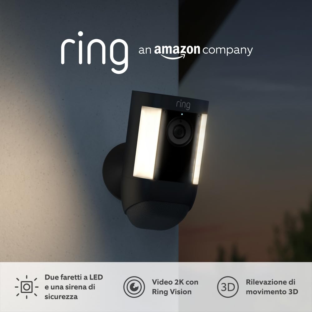 Ring Spotlight Cam Pro Battery - Videocamera 2K con Faretti - immagine 1