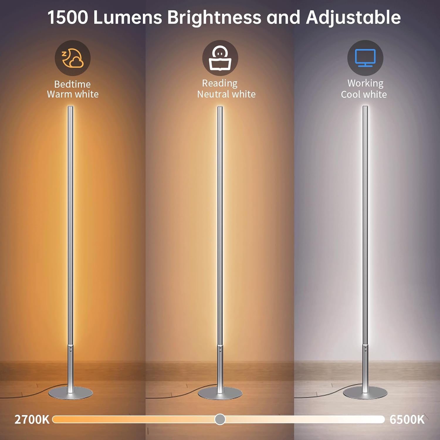 Hzitcigm Lampada da Terra Moderna Dimmerabile 147cm - immagine 2