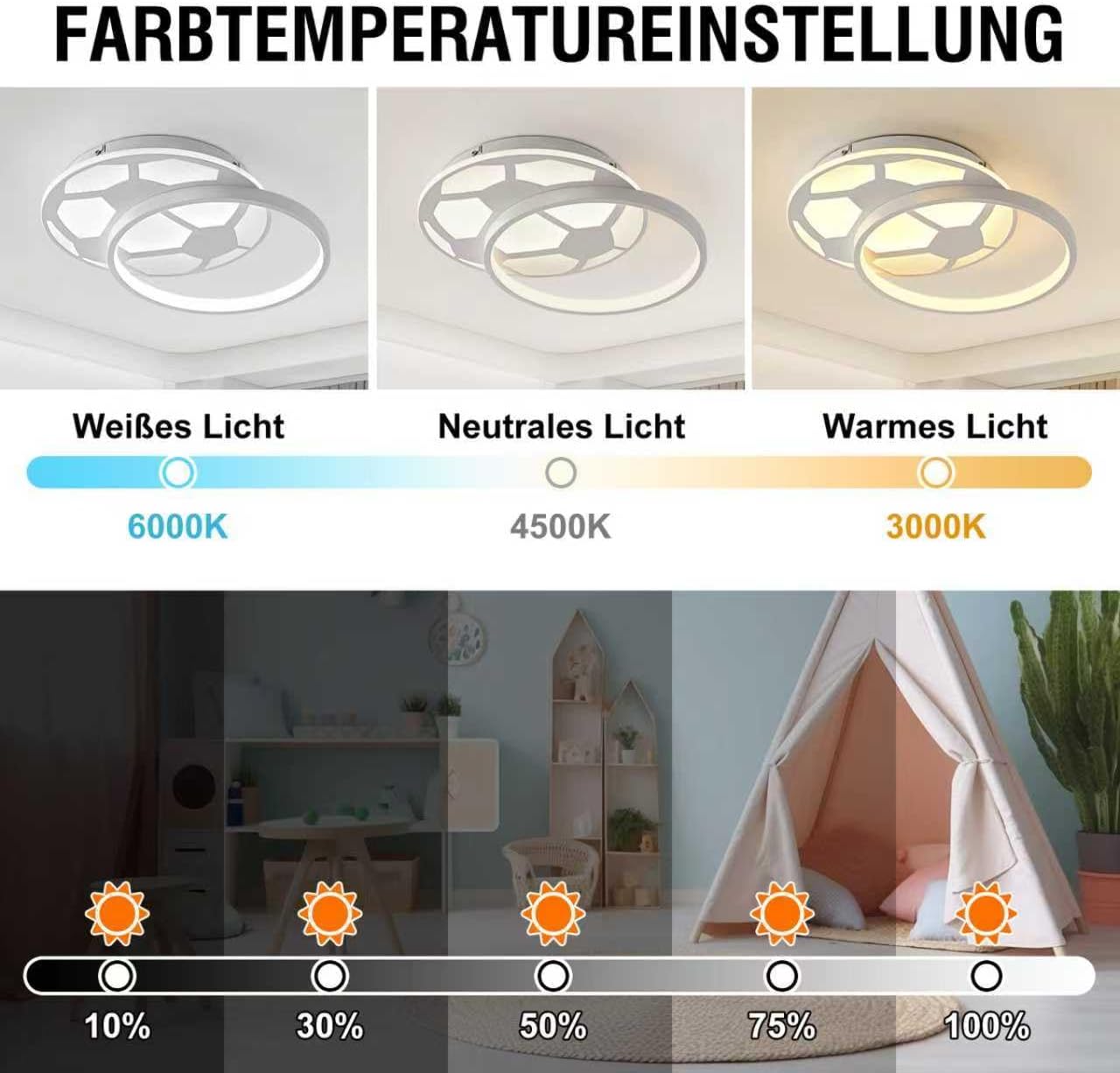 Yzbeimdai Plafoniera Cameretta Bambini Calcio 40CM - immagine 6