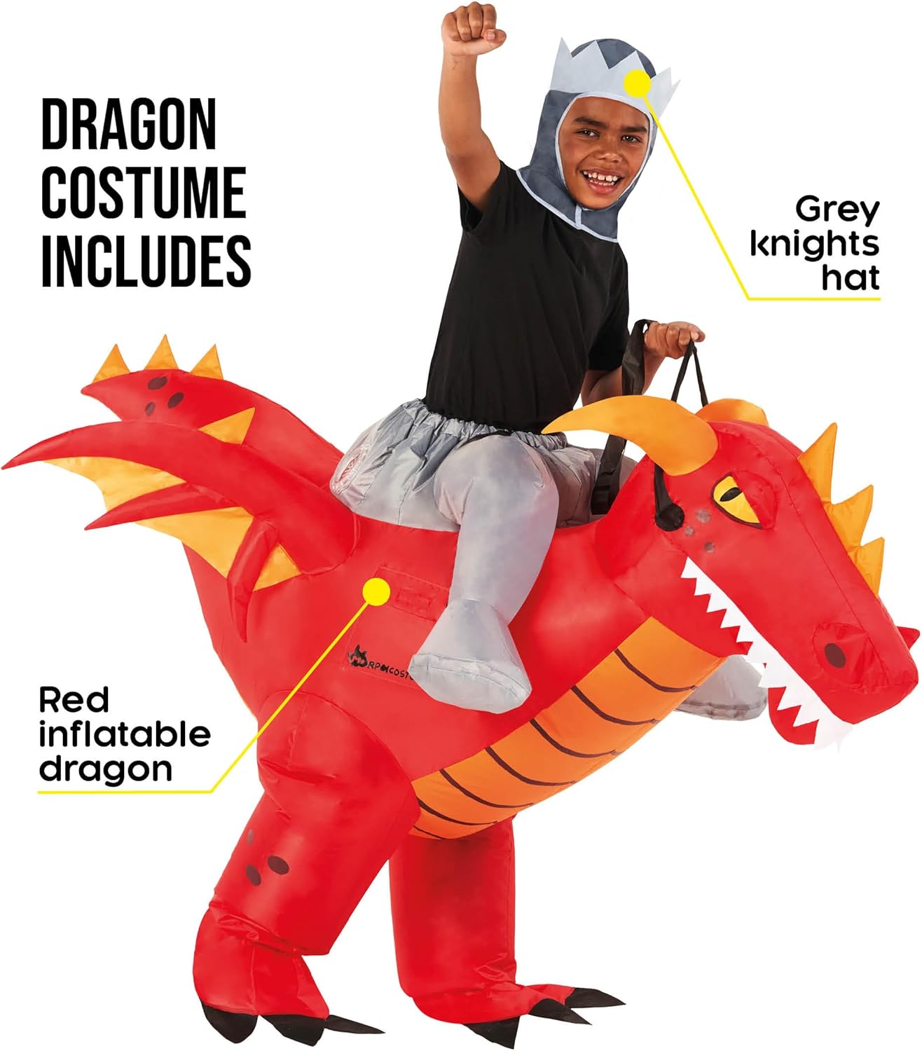 Morph Costume Drago Cavalcabile Bambino Gonfiabile - immagine 2