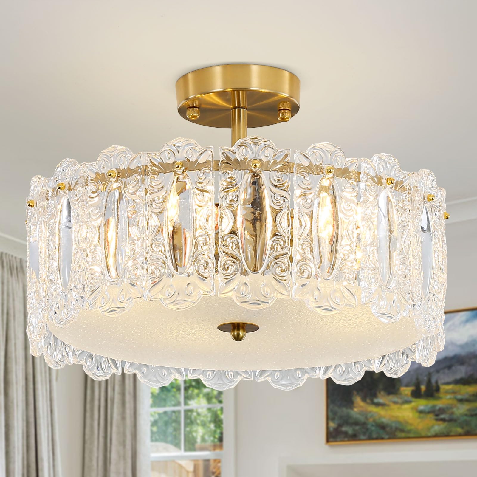 Depuley Lampadario Moderno in Cristallo Oro 50cm