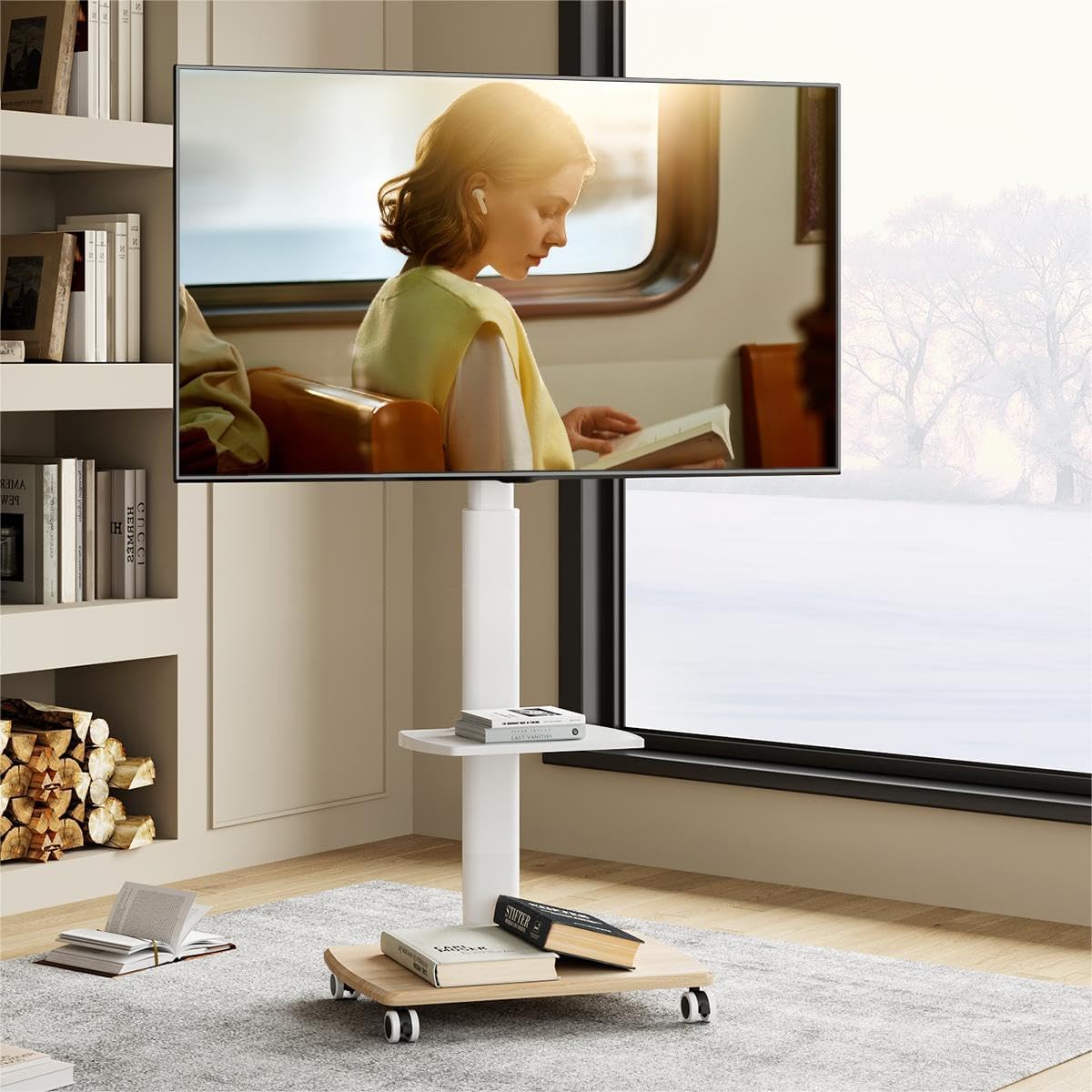 Fitueyes Carrello Porta TV con Ruote 32-70 Pollici, Bianco - immagine 2