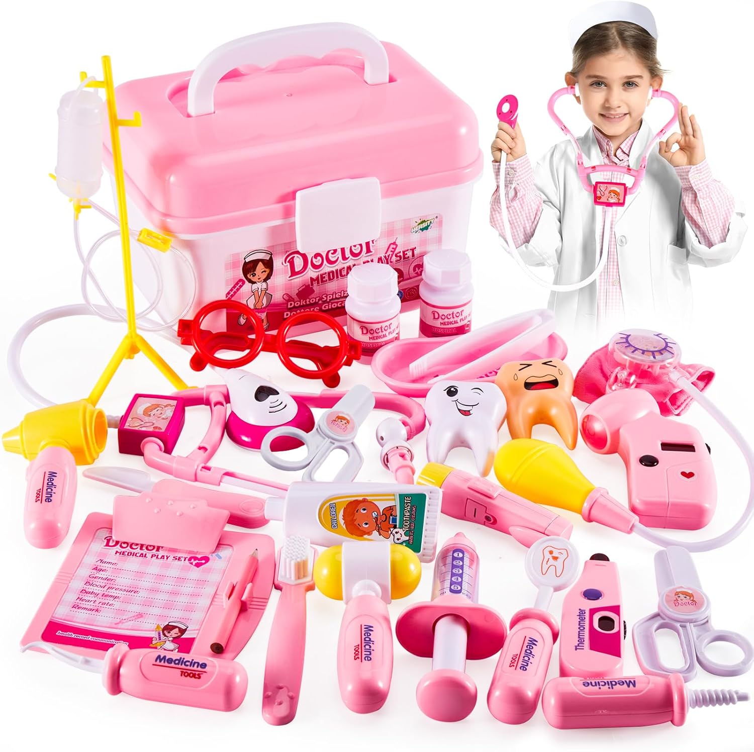 HERSITY Valigetta Dottoressa Bambina - Kit Medico Rosa - immagine 1