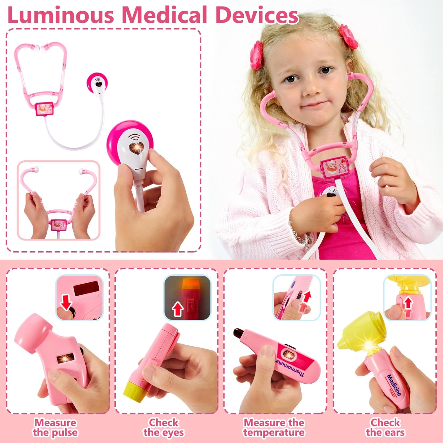 HERSITY Valigetta Dottoressa Bambina - Kit Medico Rosa - immagine 2