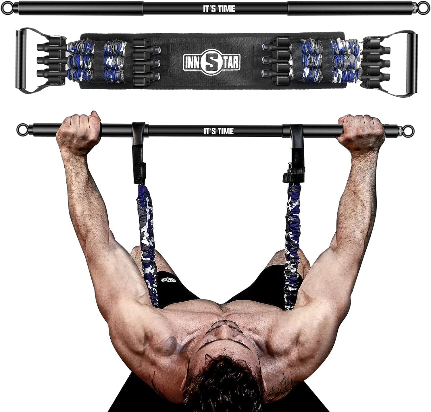 Innstar Banda Resistenza Regolabile con Barra 360kg - immagine 1