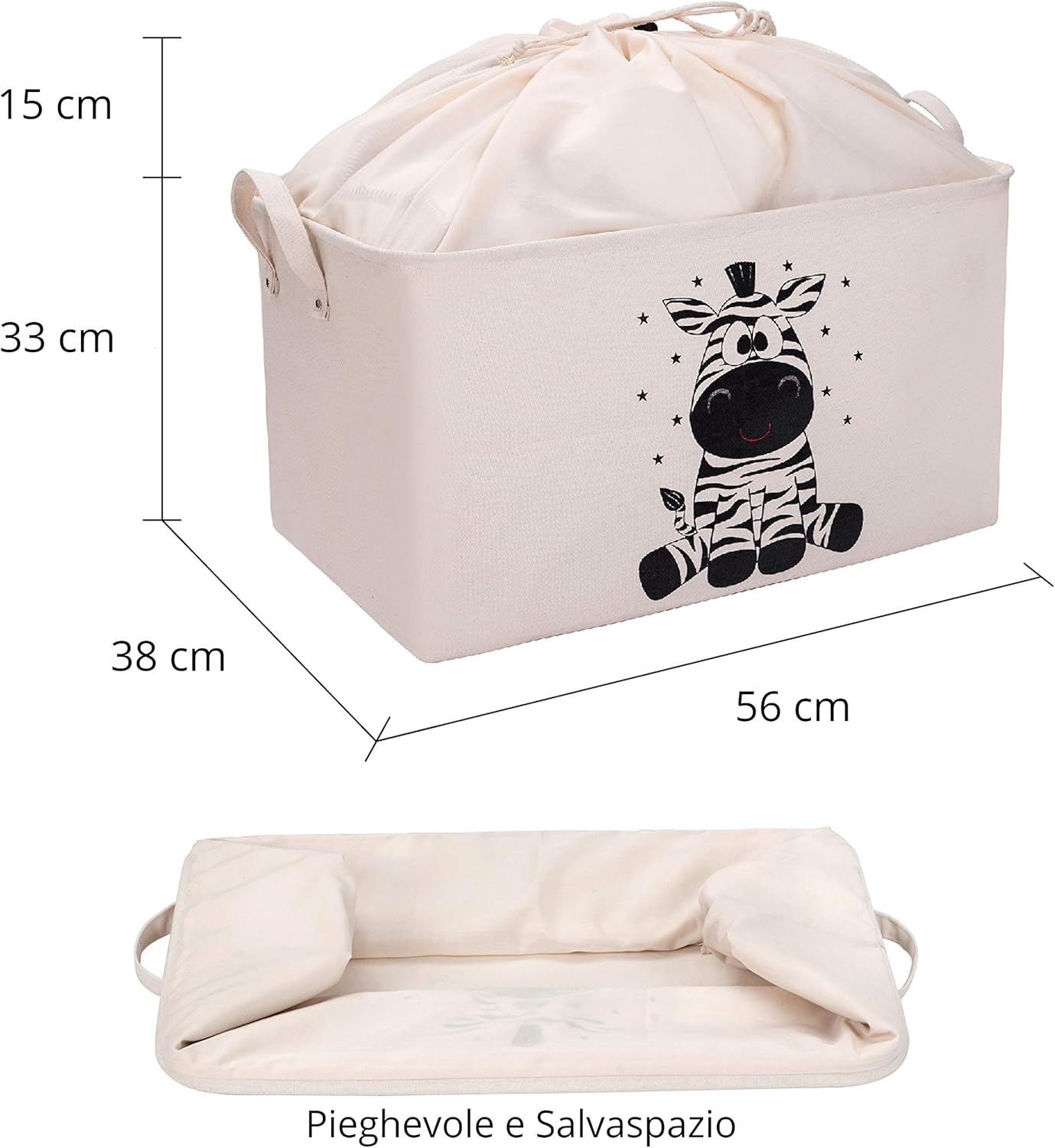 Cesta Giochi Bambini Pieghevole con Coperchio - immagine 2