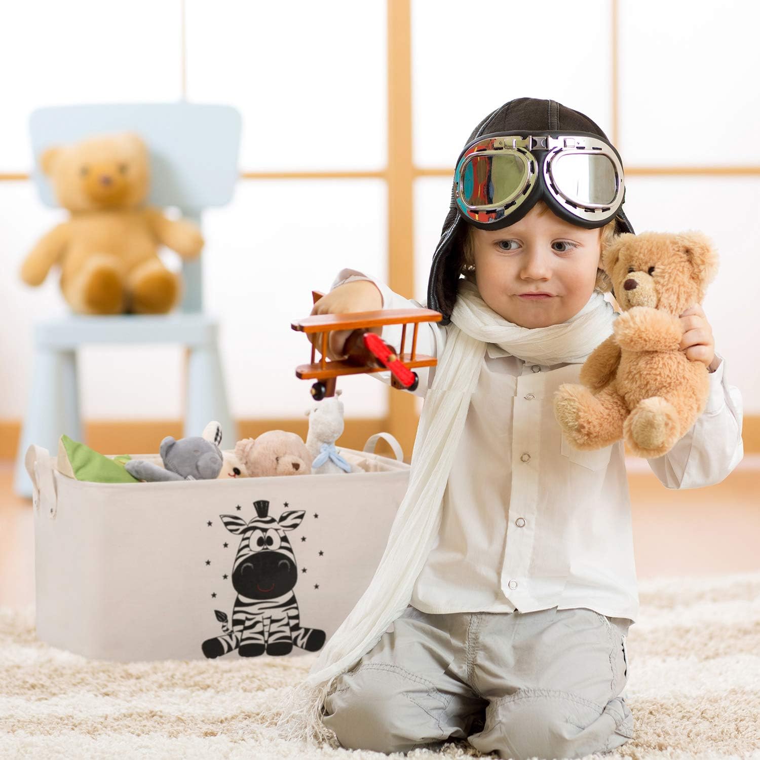 Cesta Giochi Bambini Pieghevole con Coperchio - immagine 3