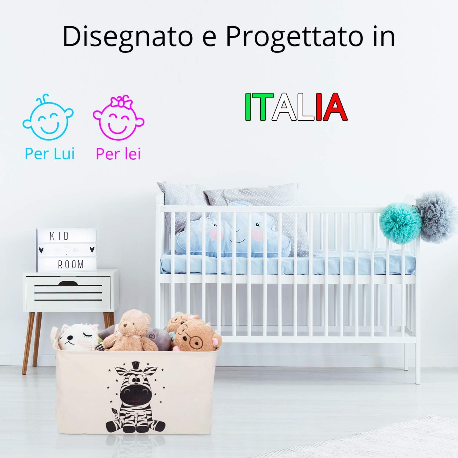 Cesta Giochi Bambini Pieghevole con Coperchio - immagine 7