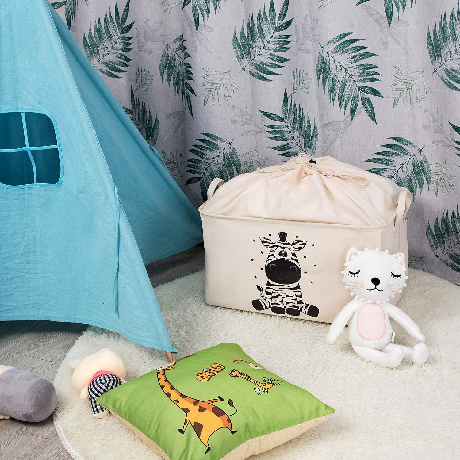 Cesta Giochi Bambini Pieghevole con Coperchio - immagine 8