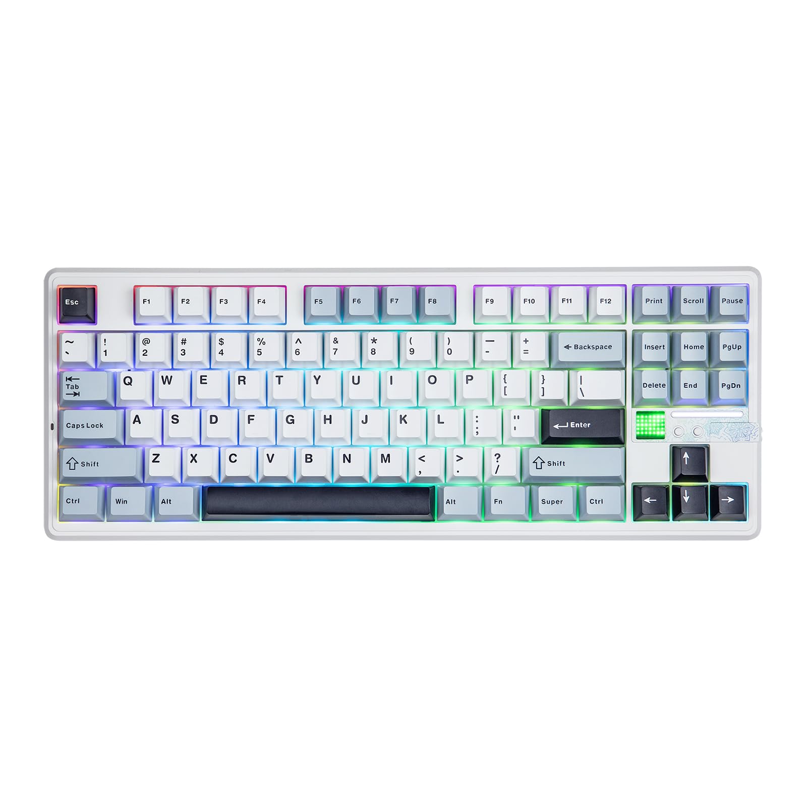 Mechlands Aula F87 PRO V2 - Tastiera Gaming Wireless, Bianco Blu