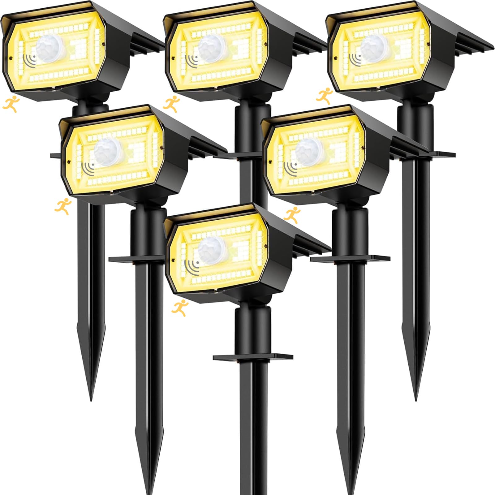 Nipify 6 Pezzi Faretti Solari da Giardino con Sensore