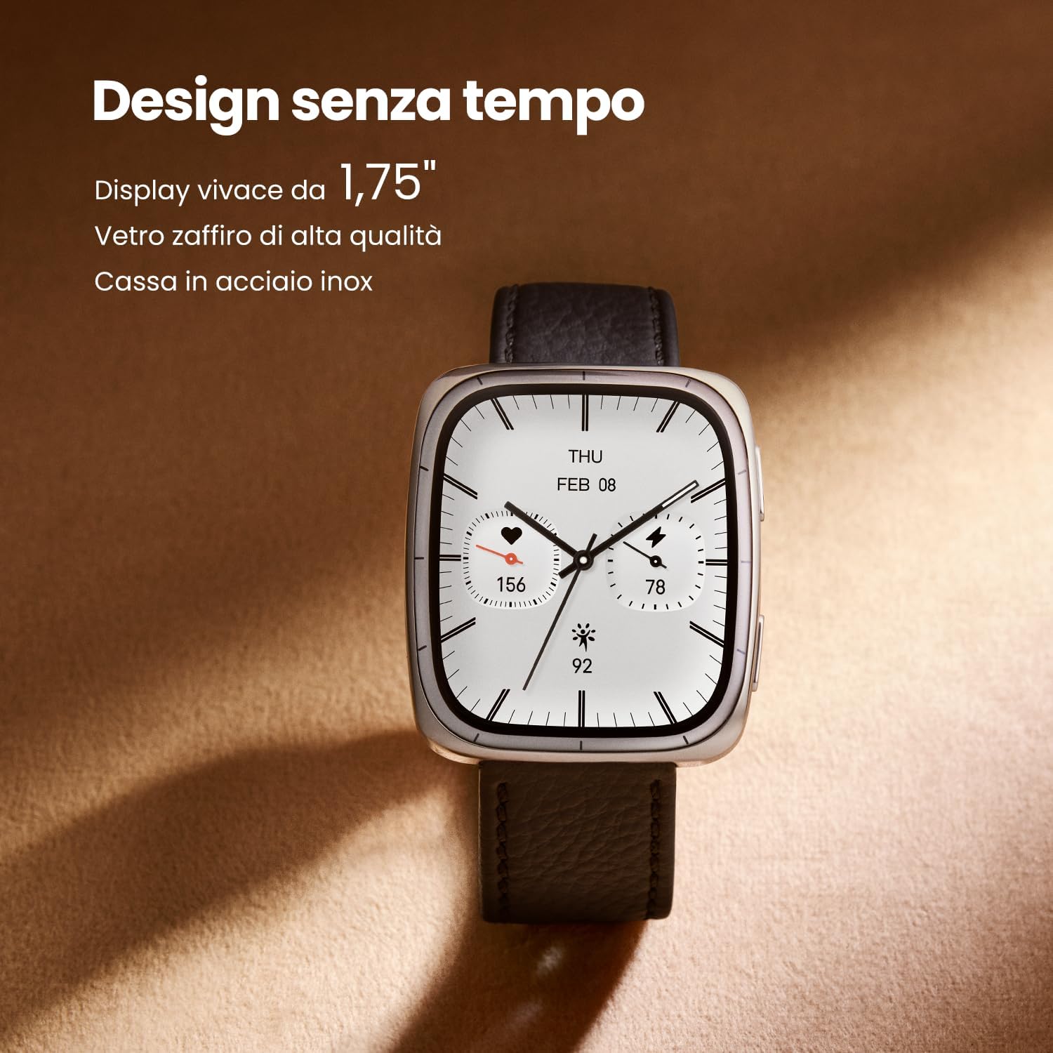 Amazfit Active 2 Smartwatch 1,75" AMOLED, Pelle Nera - immagine 3