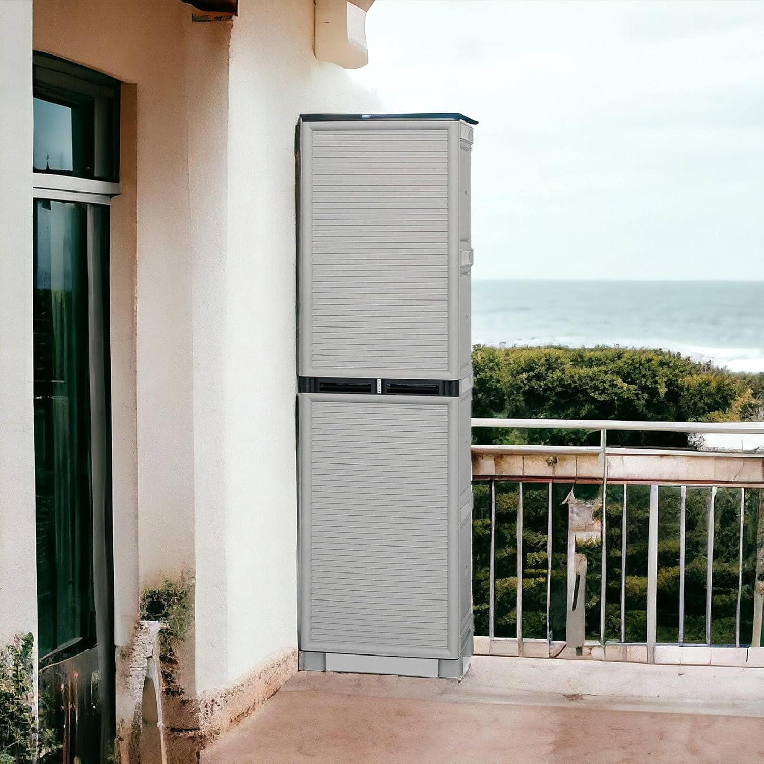 Dmora Liegi - Armadio da Esterno Multiuso, Grigio Chiaro - immagine 1