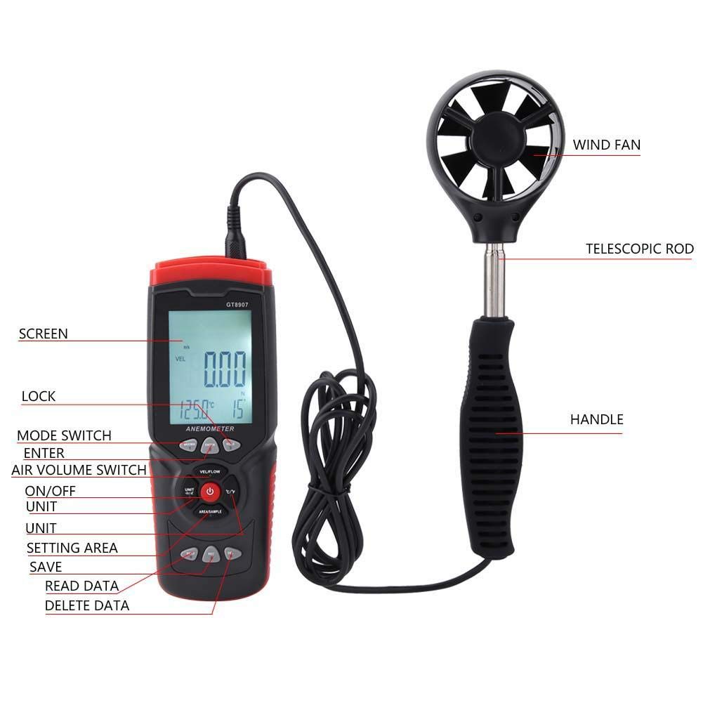 GT8907 Termometro Anemometro USB Alta Precisione - immagine 4