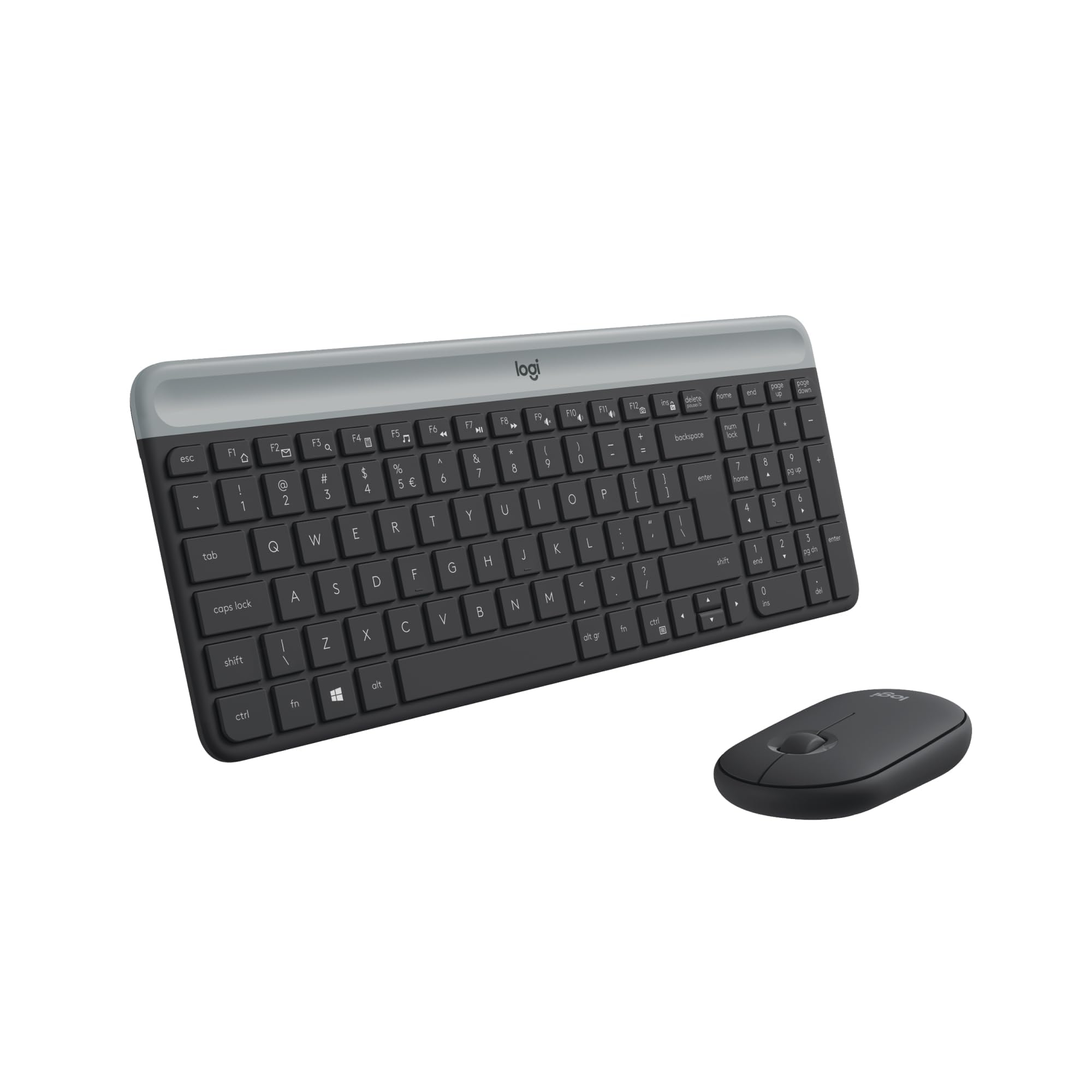 Logitech MK470 Kit Mouse e Tastiera, Layout Americano Qwerty, Grigio