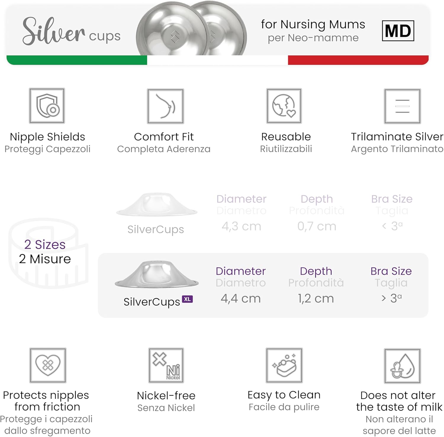 COVERbasics Paracapezzoli in Argento (SilverCups) XL - immagine 3