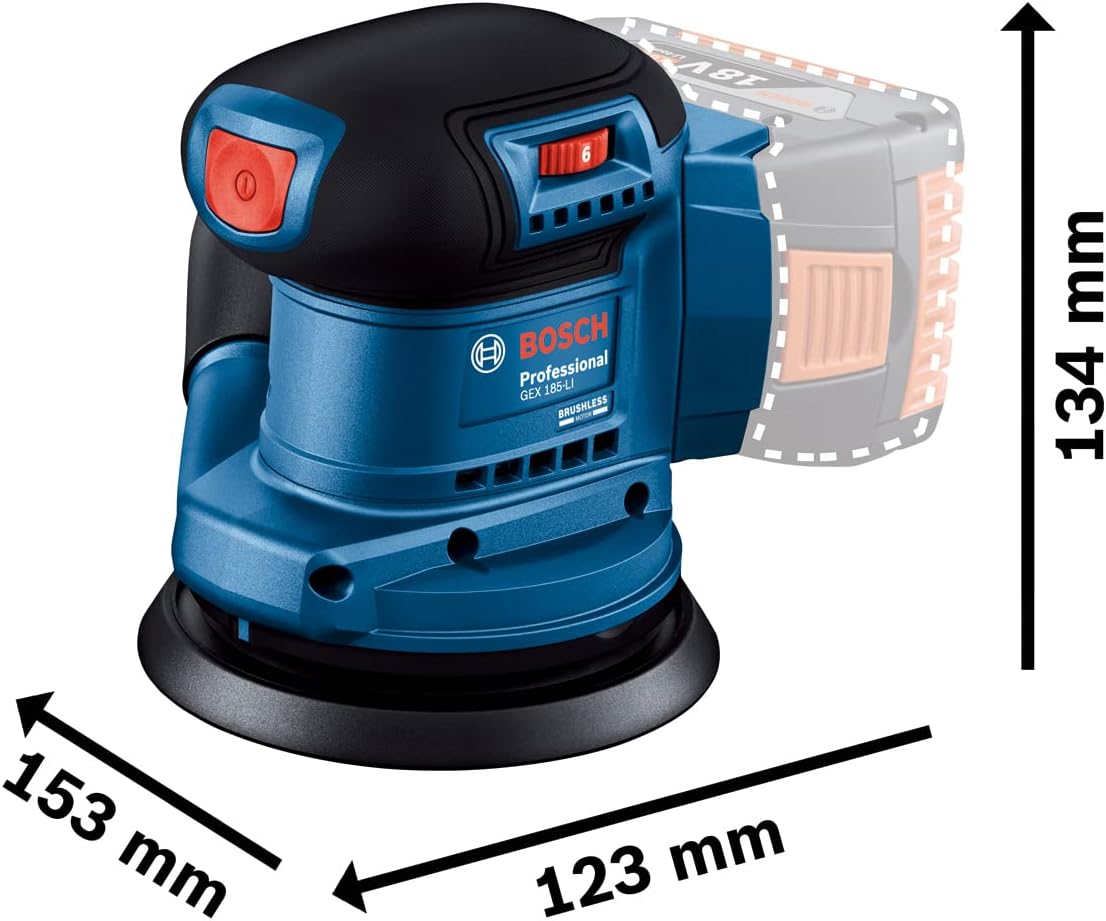 GEX 185-LI Accu Excenterschuurmachine 18V Basic Body - 06013A5020 - immagine 3
