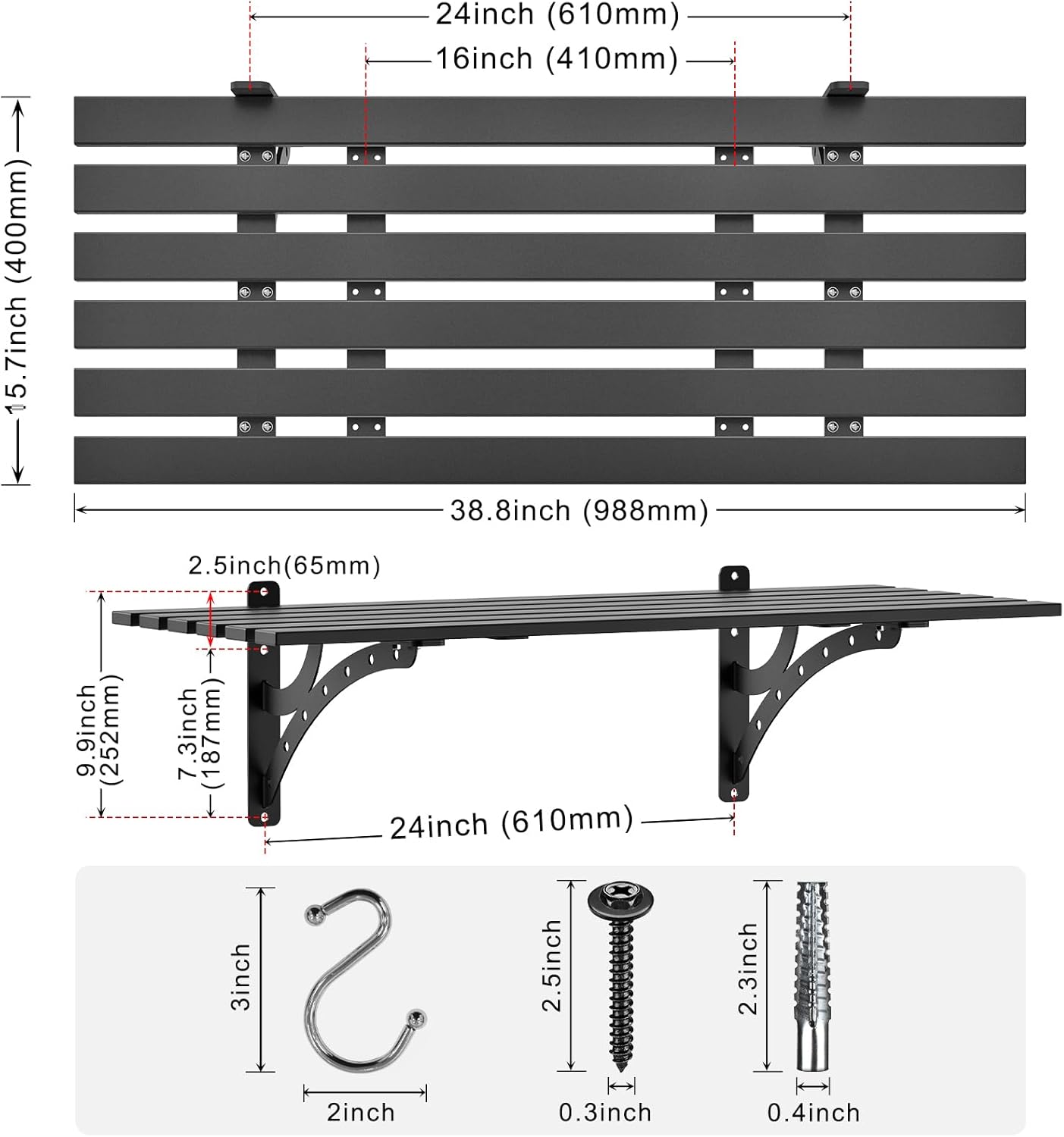 Benelabel 2 Mensole da Garage Resistenti 96x40 cm - immagine 3