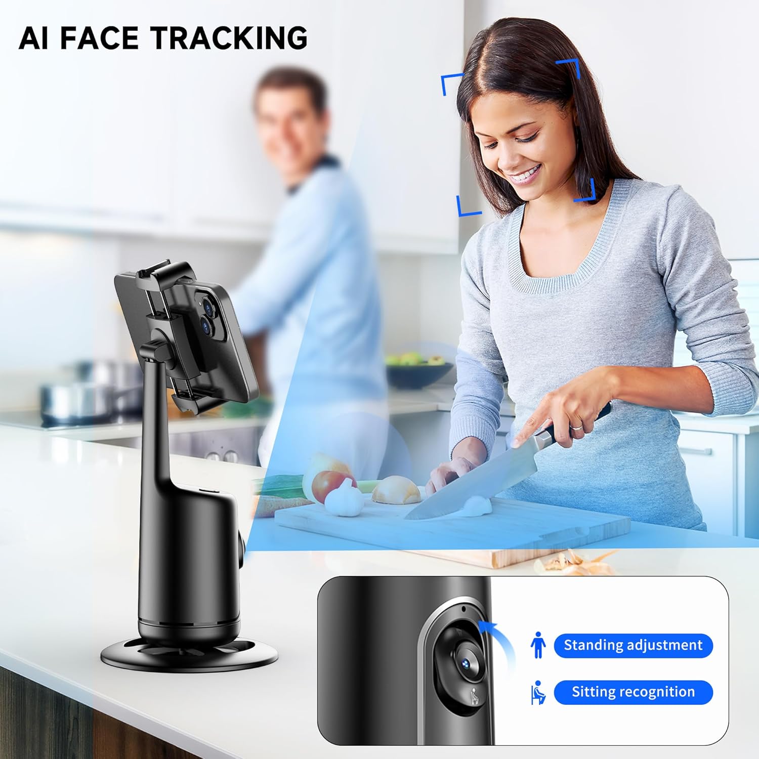 Auto Tracking Treppiede Smartphone con Luce Selfie - immagine 3