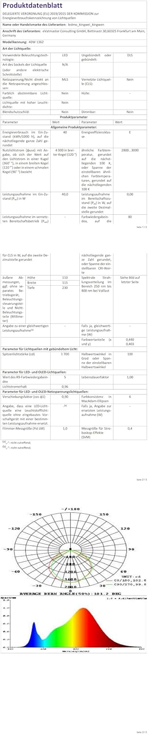 Kingwen Applique LED Esterno/Interno 40W, Nero - immagine 8