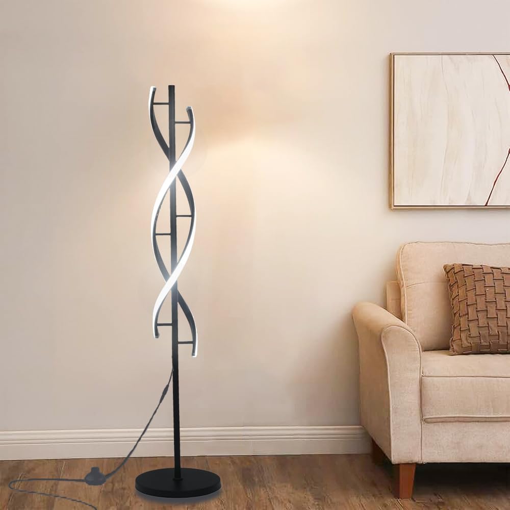 Piantana da Salotto a Spirale LED Nera Dimmabile - immagine 2