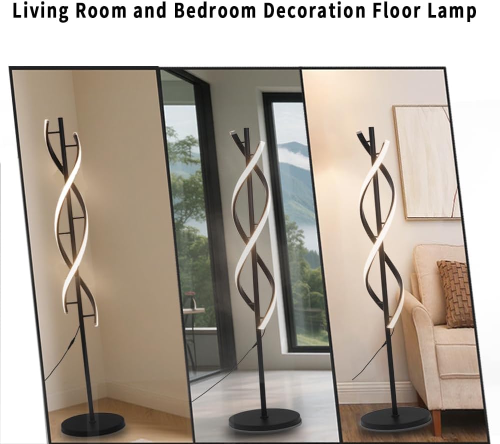 Piantana da Salotto a Spirale LED Nera Dimmabile - immagine 4