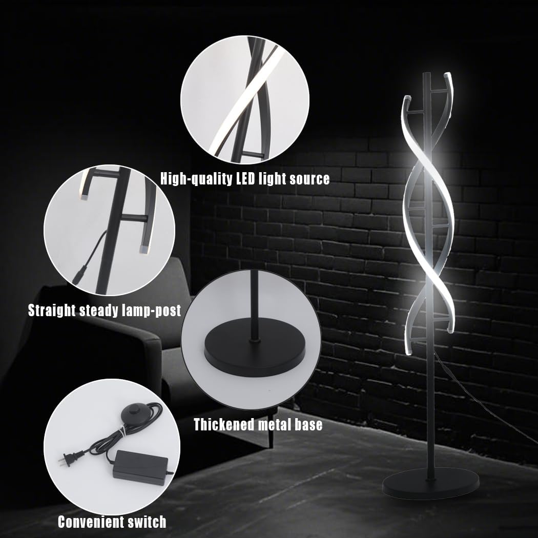 Piantana da Salotto a Spirale LED Nera Dimmabile - immagine 5