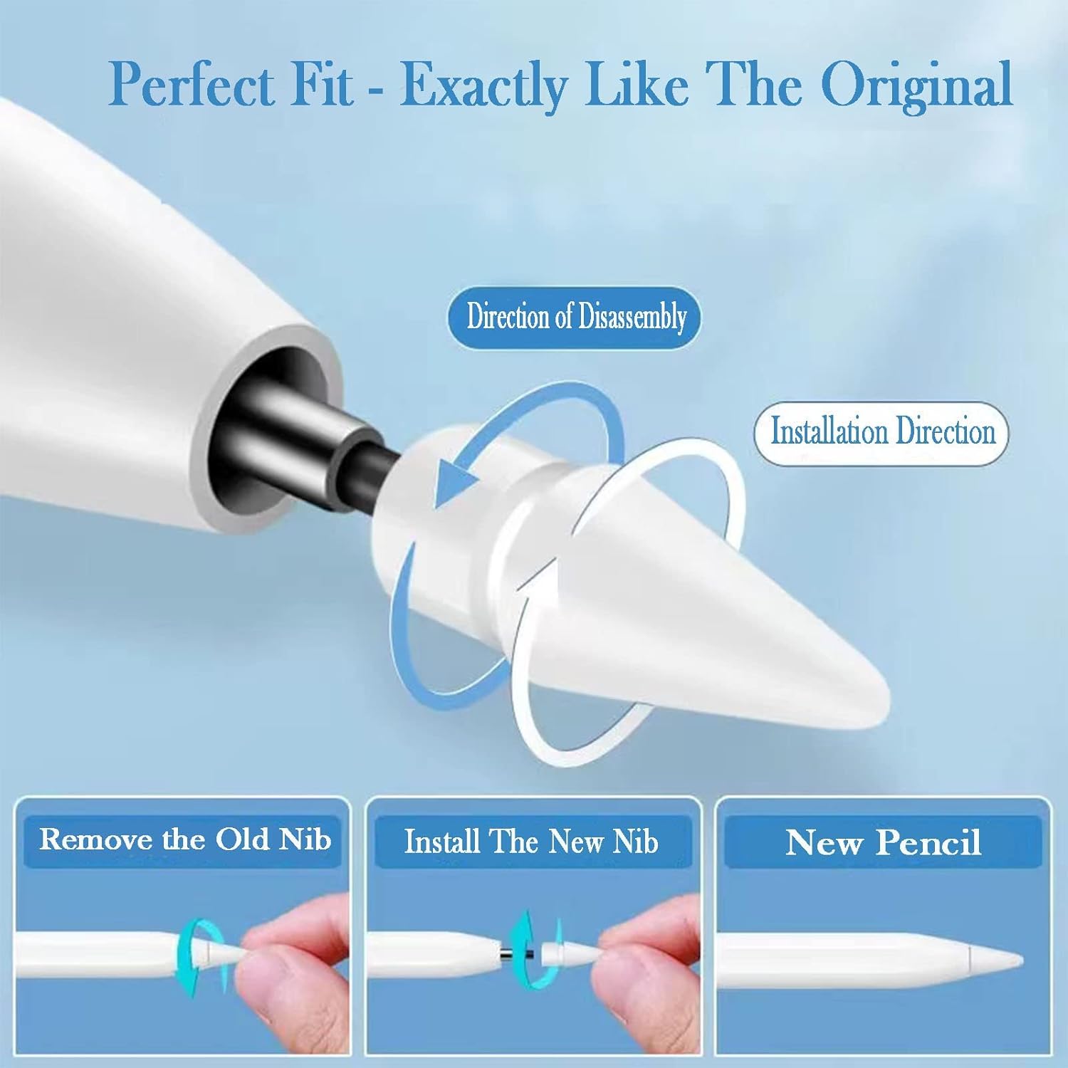 Wilbeva 5 Punte di Ricambio per Apple Pencil - immagine 3