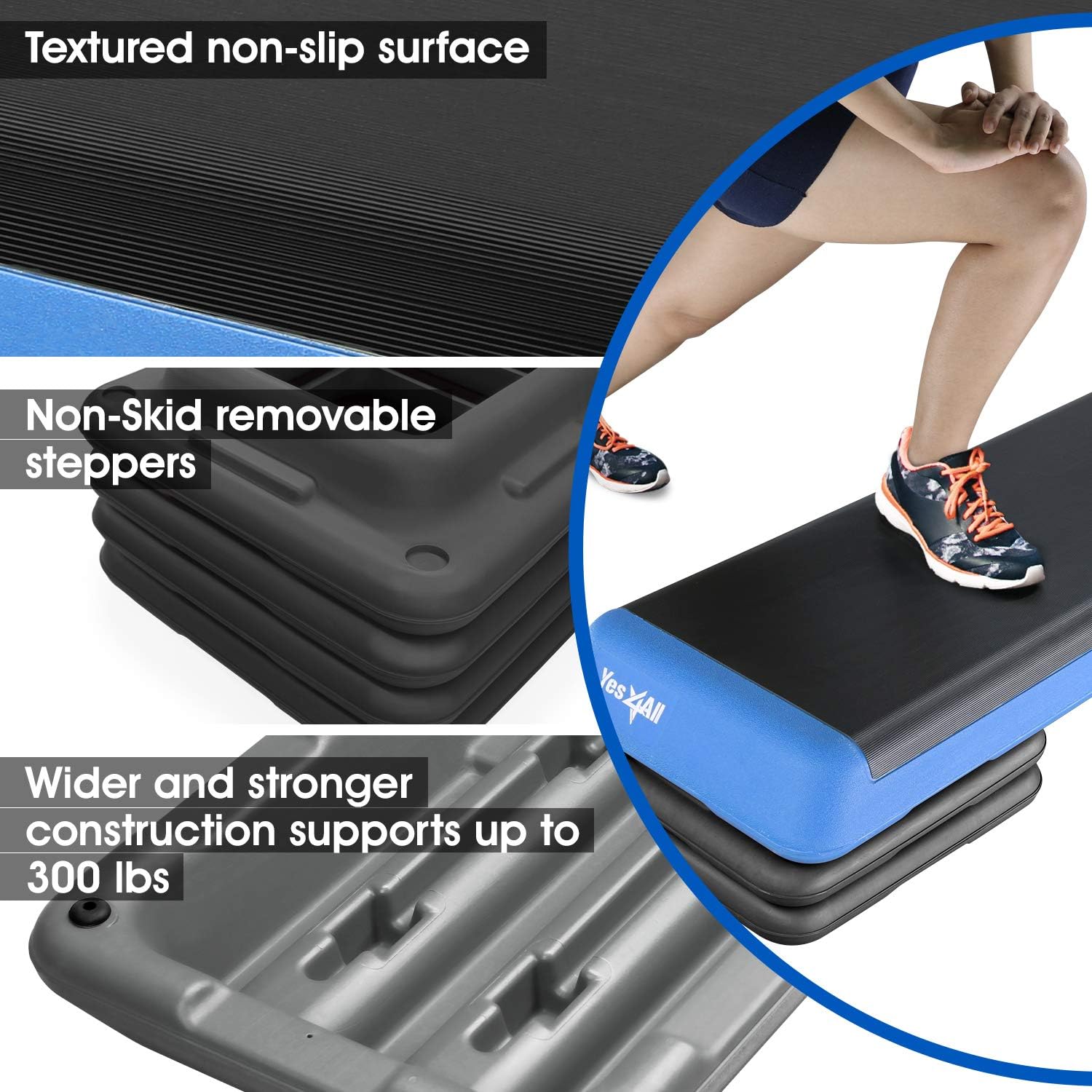 Yes4all Step Aerobica con 3 Gradini Regolabili | Velz