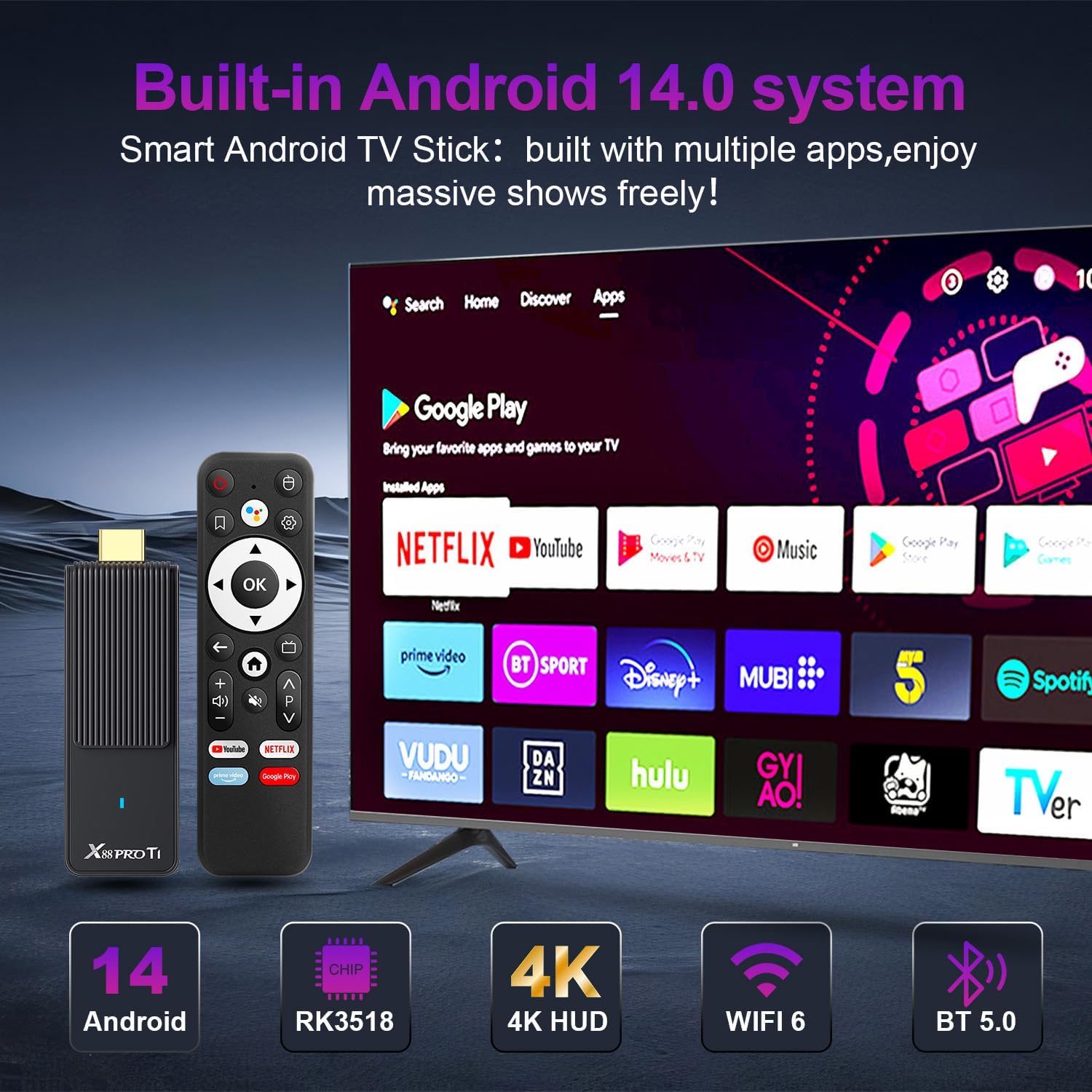 Android 14.0 TV Stick 2GB 16GB 4K - immagine 3