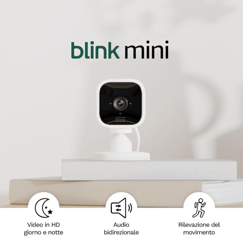 Blink Mini - Videocamera Sicurezza Interni HD 1080p, 2pz Bianco