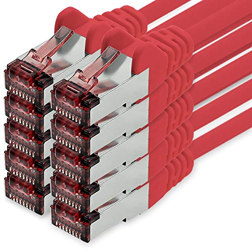 Cavo di Rete Cat.6 Ethernet 10m Rosso (10 Pezzi)