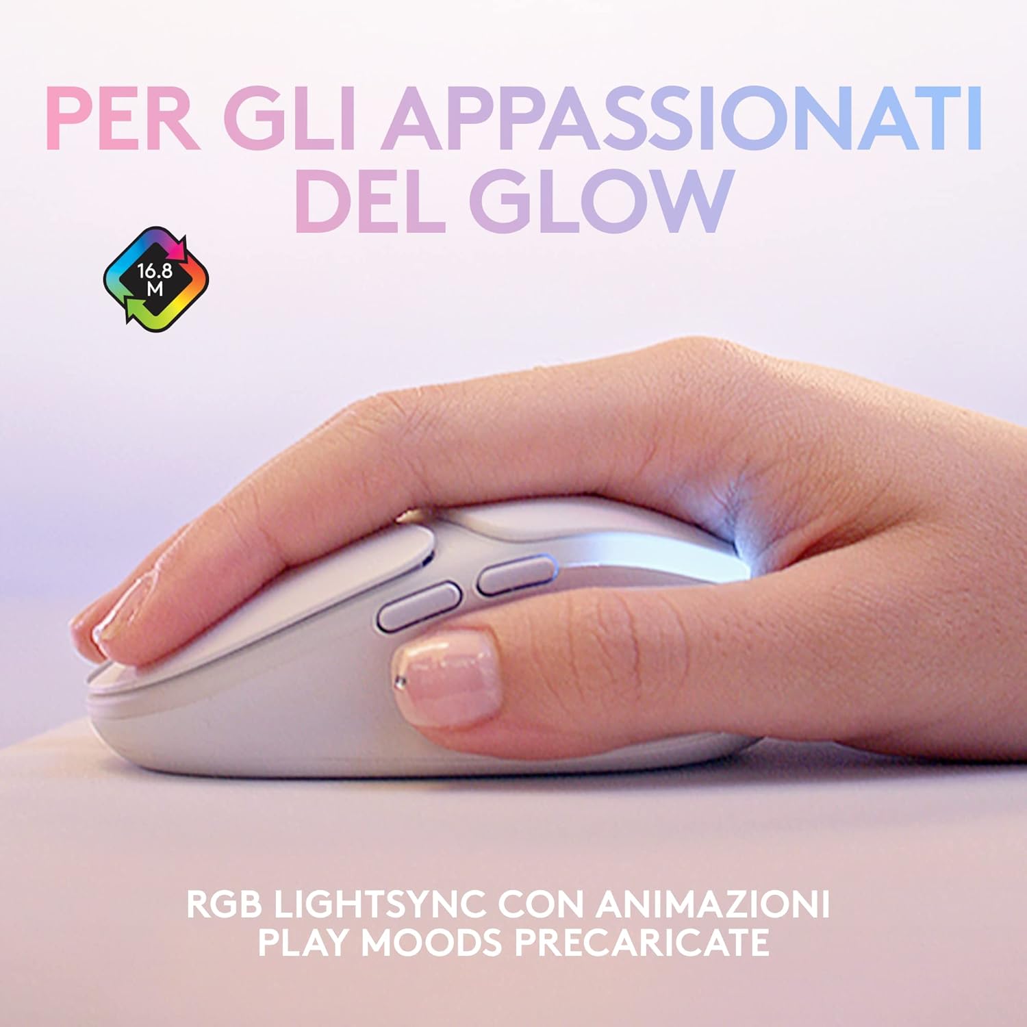 Logitech G G705 - Mouse Gaming Wireless LIGHTSPEED, Bianco - immagine 5