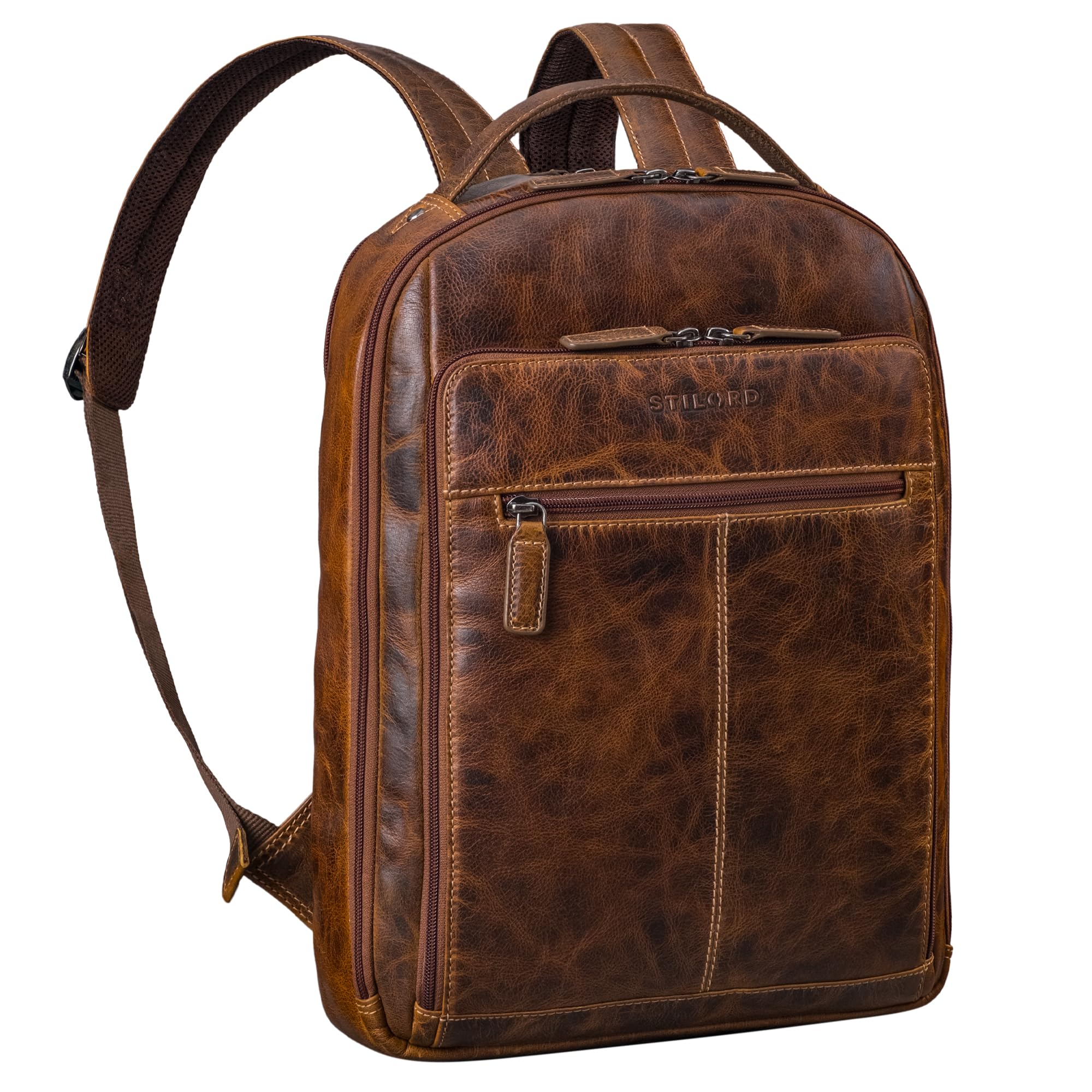 STILORD 'Nami' Zaino in pelle per laptop da 15 pollici - Elegante zaino business per uomini e donne - per il lavoro, l'università e i viaggi - Zaino grande in vera pelle